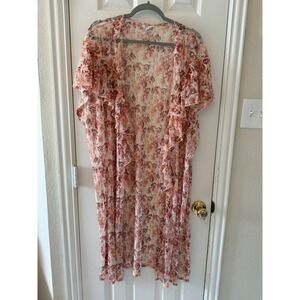 Cato‎ Floral Lace Ruffle Front Dress Sheer Overlay Romantic Boho 18/20W Plus